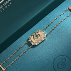 GP Italian Garden Collection - Peridot, Blue Sapphire, Black Spinel & White Zircon Adjustable Chain Frog Motif Bracelet (Size 8) with Lobster Clasp in 18K Vermeil YG Plated Sterling Silver 1.09 Ct.
