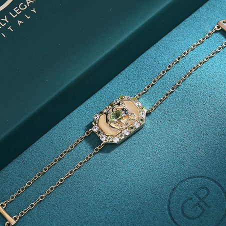 GP Italian Garden Collection - Peridot, Black Spinel and White Zircon Adjustable Chain Frog Motif Bracelet (Size 8) with Lobster Clasp in 18K Vermeil YG Plated Sterling Silver 1.09 Ct. 8162893 2