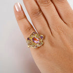 GP Italian Garden Collection - Pink Amethyst & Multi Gemstones Ring in 18K Vermeil Yellow Gold Plated Sterling Silver 3.29 Ct.