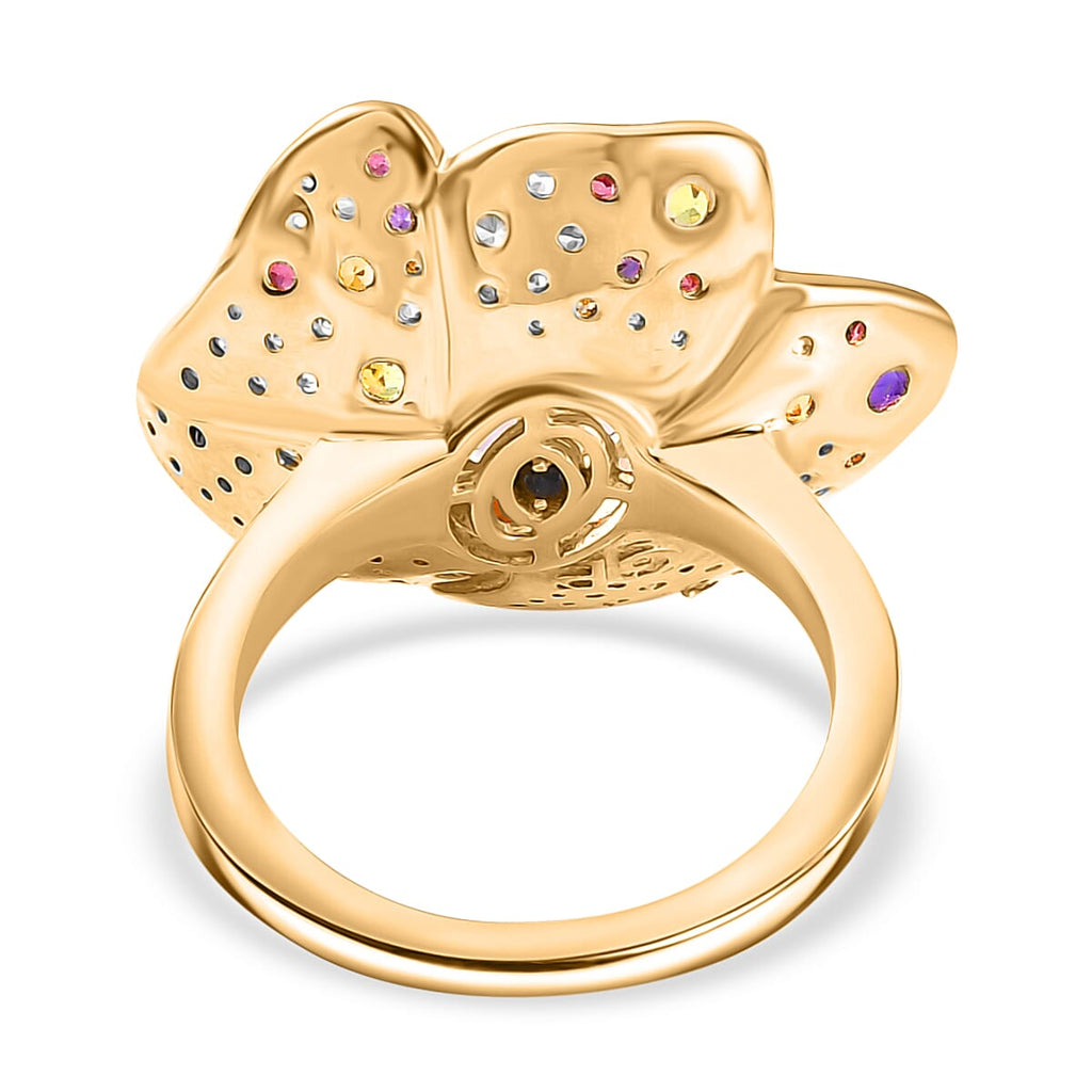 GP Italian Garden Collection - Pink Amethyst & Multi Gemstones Ring in 18K Vermeil Yellow Gold Plated Sterling Silver 3.29 Ct.