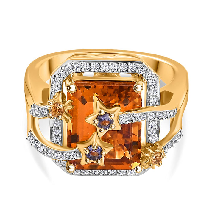 GP Collection - Serra Gaucha Citrine, Multi gemstones Celestial Ring in 18K Yellow Gold Vermeil Plated Sterling Silver 5.73 Ct. 8043006 1