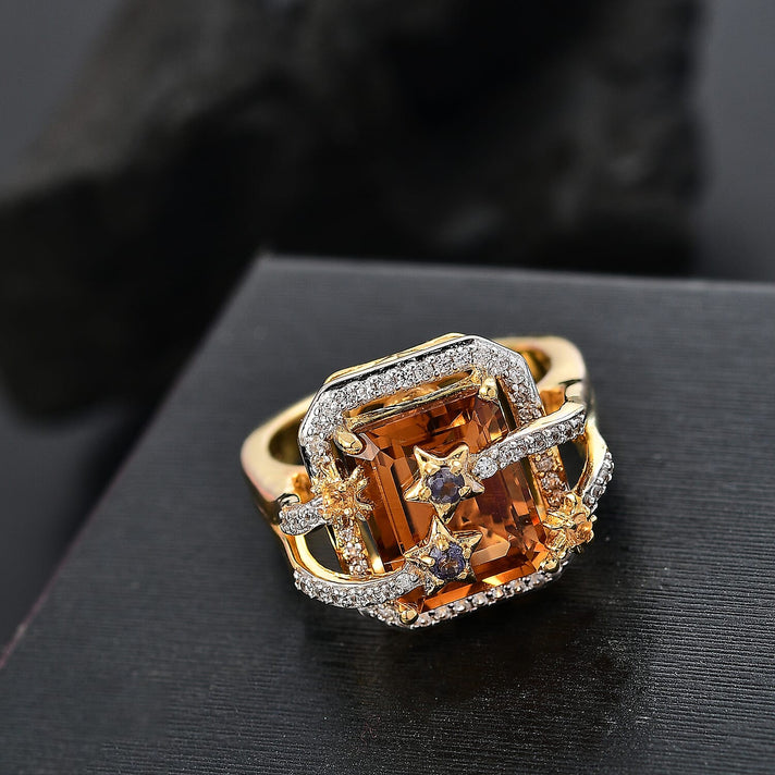 GP Collection - Serra Gaucha Citrine, Multi gemstones Celestial Ring in 18K Yellow Gold Vermeil Plated Sterling Silver 5.73 Ct. 8043006 2