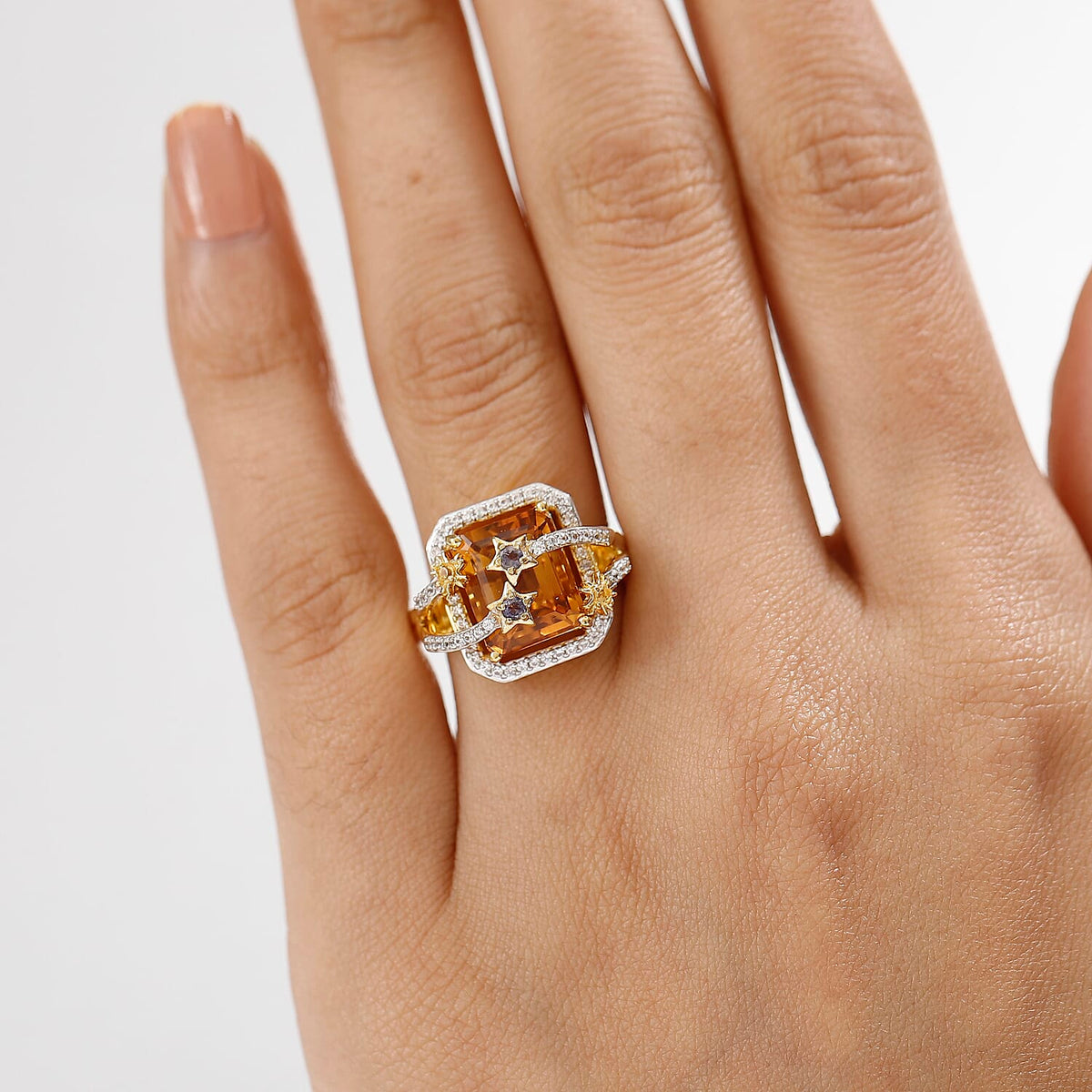 GP Collection - Serra Gaucha Citrine, Multi gemstones Celestial Ring in 18K Yellow Gold Vermeil Plated Sterling Silver 5.73 Ct. 8043006 2