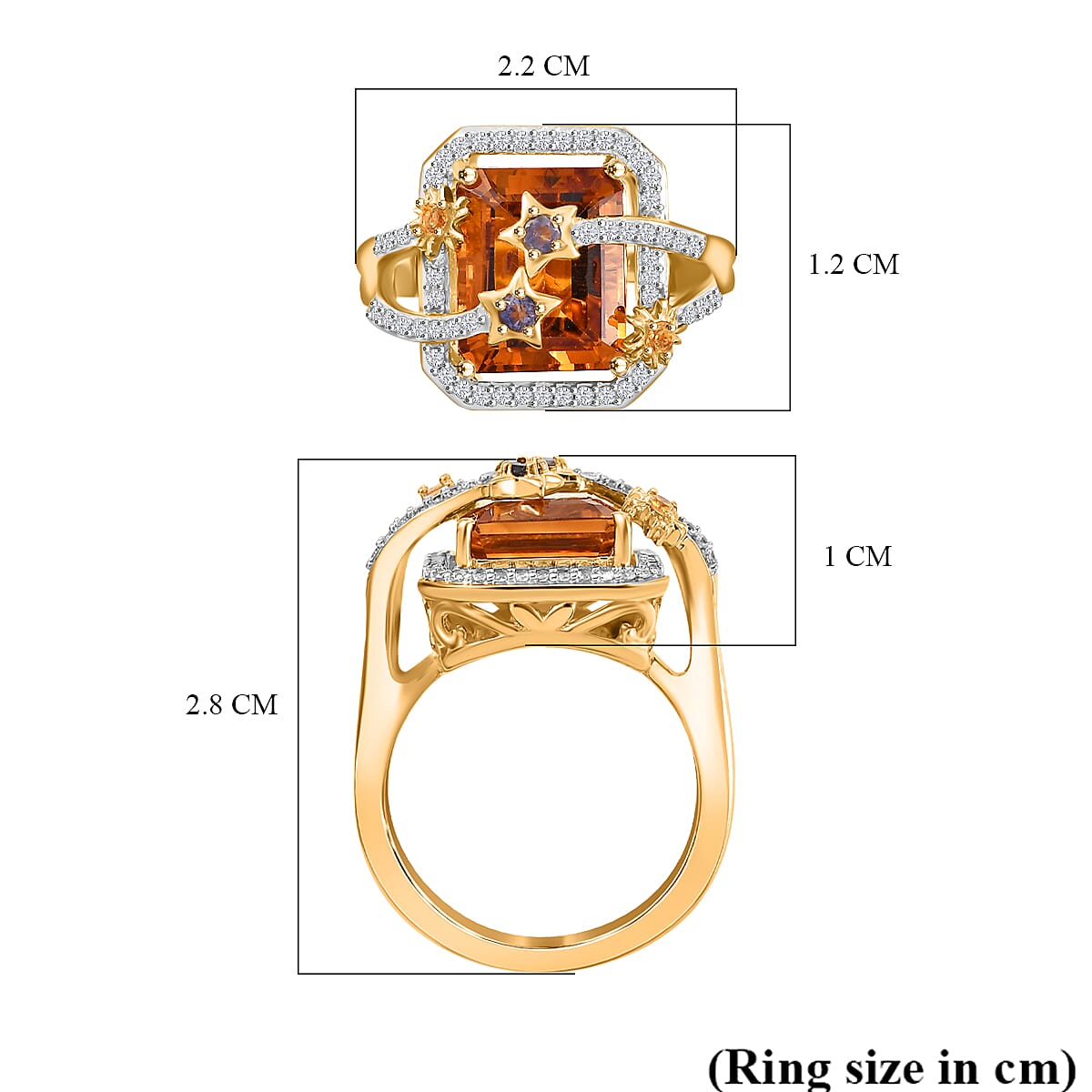 GP Collection - Serra Gaucha Citrine, Multi gemstones Celestial Ring in 18K Yellow Gold Vermeil Plated Sterling Silver 5.73 Ct. 8043006 5