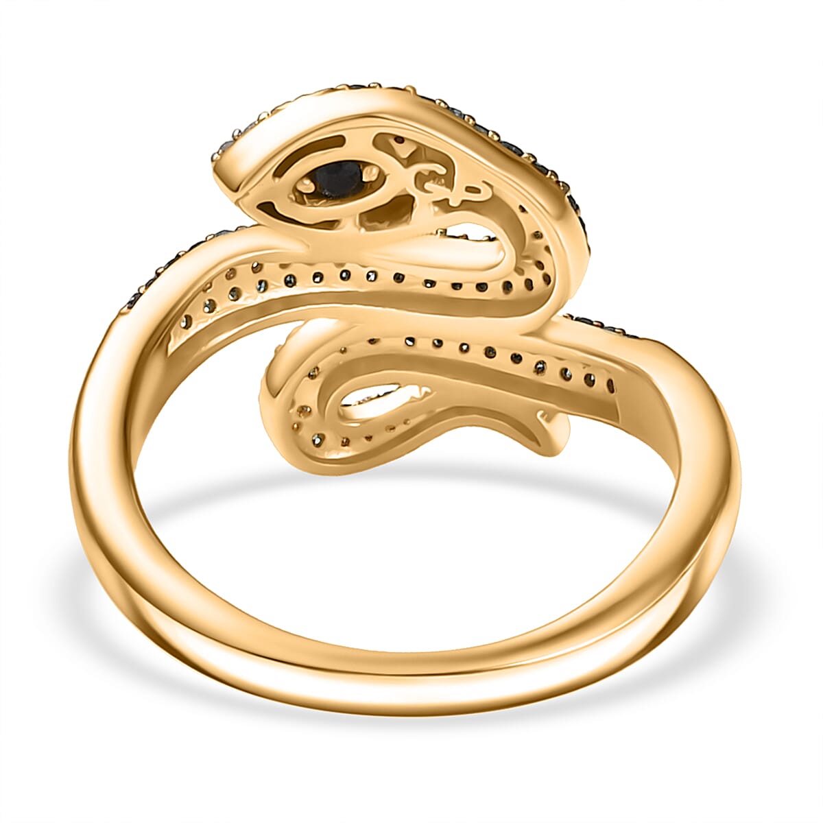 GP Serpentine Collection - White Diamond and Blue Diamond Ring in 18K Vermeil Yellow Gold Plated Sterling Silver 8160606 6