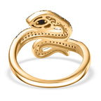 GP - Serpentine Collection White Diamond & Kanchanaburi Blue Sapphire Ring in 18K Vermeil Yellow Gold Plated Sterling Silver