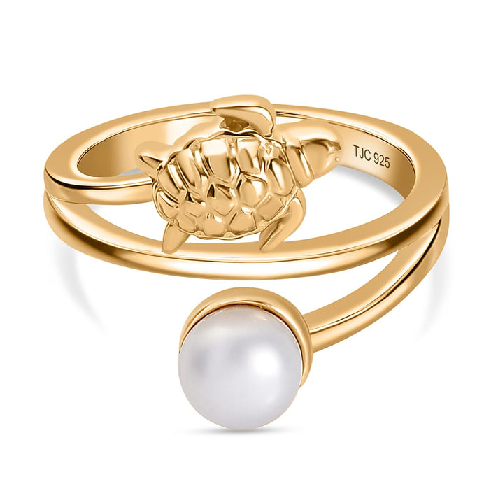 GP Turtle Collection - White Pearl Turtle Bypass Ring in 18K Vermeil Yellow Gold Plated Sterling Silver 8070721 1