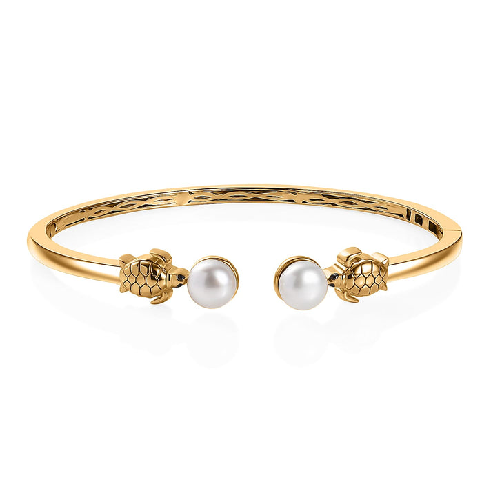 GP Turtle Collection - White Pearl 8MM Bangle in 18K Vermeil Yellow Gold Plated Sterling Silver 6.02 Ct, 7.5 inch 8070735 1