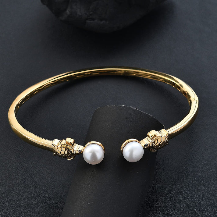 GP Turtle Collection - White Pearl 8MM Bangle in 18K Vermeil Yellow Gold Plated Sterling Silver 6.02 Ct, 7.5 inch 8070735 2