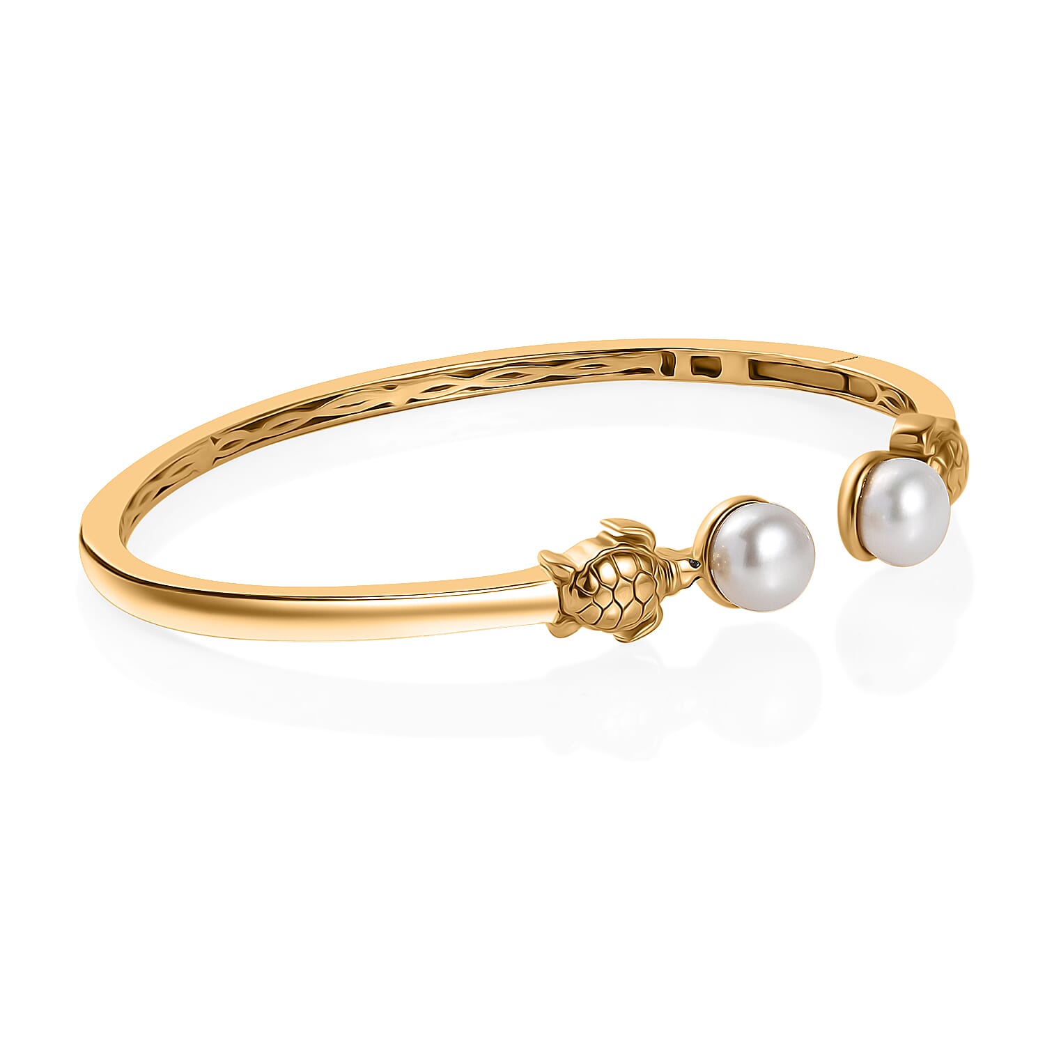 GP Turtle Collection - White Pearl 8MM Bangle in 18K Vermeil Yellow Gold Plated Sterling Silver 6.02 Ct, 7.5 inch 8070735 4