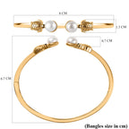 GP Sea Life Collection - White Pearl & Blue Sapphire Bangle (Size 7.5) in 18K Vermeil Yellow Gold Plated Sterling Silver 6.02 Ct, Silver Wt. 15.68 Gms.