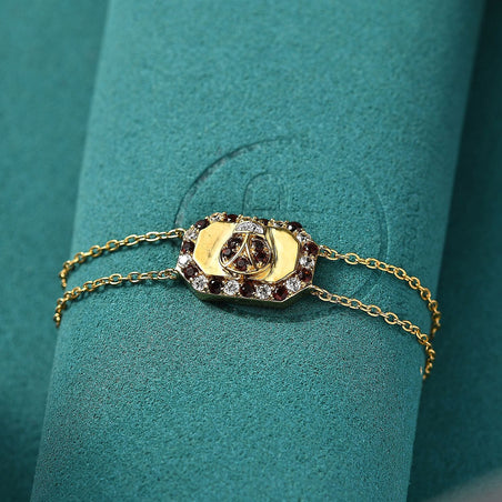 GP Italian Garden Collection - Red Garnet, White Zircon Adjustable Chain Ladybug Motif Bracelet (Size - 8) with Lobster Clasp in 18K Vermeil Yellow Gold Plated Sterling Silver 1.22 Ct. 8164724 2