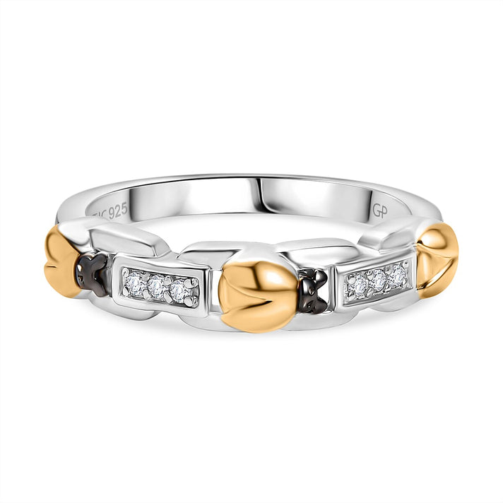 GP Ladybird Collection - White Zircon &amp; Blue Sapphire Ring in 18K Vermeil Yellow Gold Plated &amp; Rhodium Overlay Sterling Silver 8051147 1