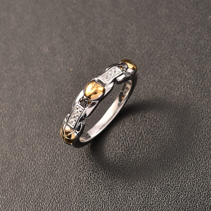 GP Ladybird Collection - White Zircon &amp; Blue Sapphire Ring in 18K Vermeil Yellow Gold Plated &amp; Rhodium Overlay Sterling Silver 8051147 2