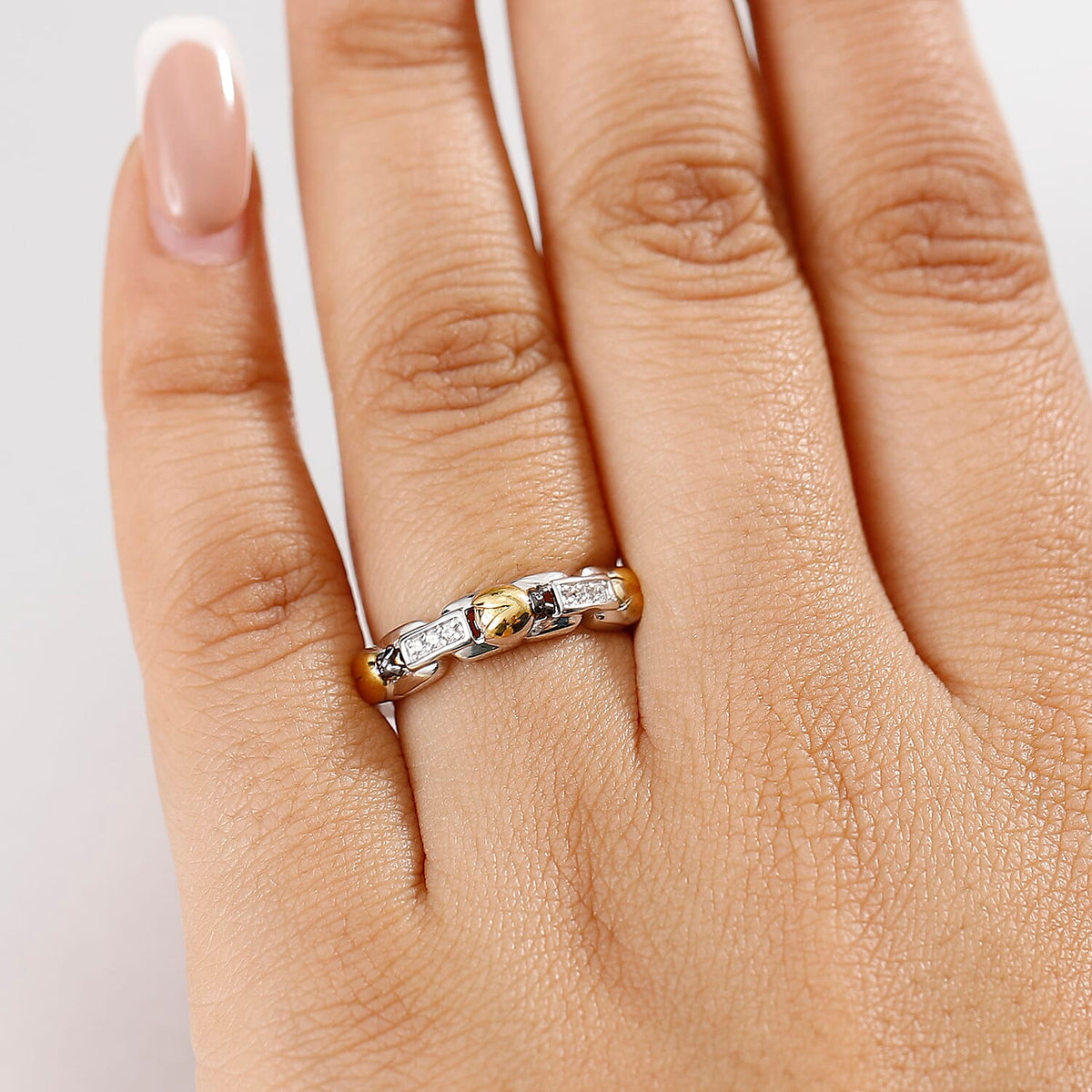 GP - Trionfo Collection - White Zircon &amp; Blue Sapphire Ring in 18K Vermeil Yellow Gold Plated &amp; Rhodium Overlay Sterling Silver 8051147 3