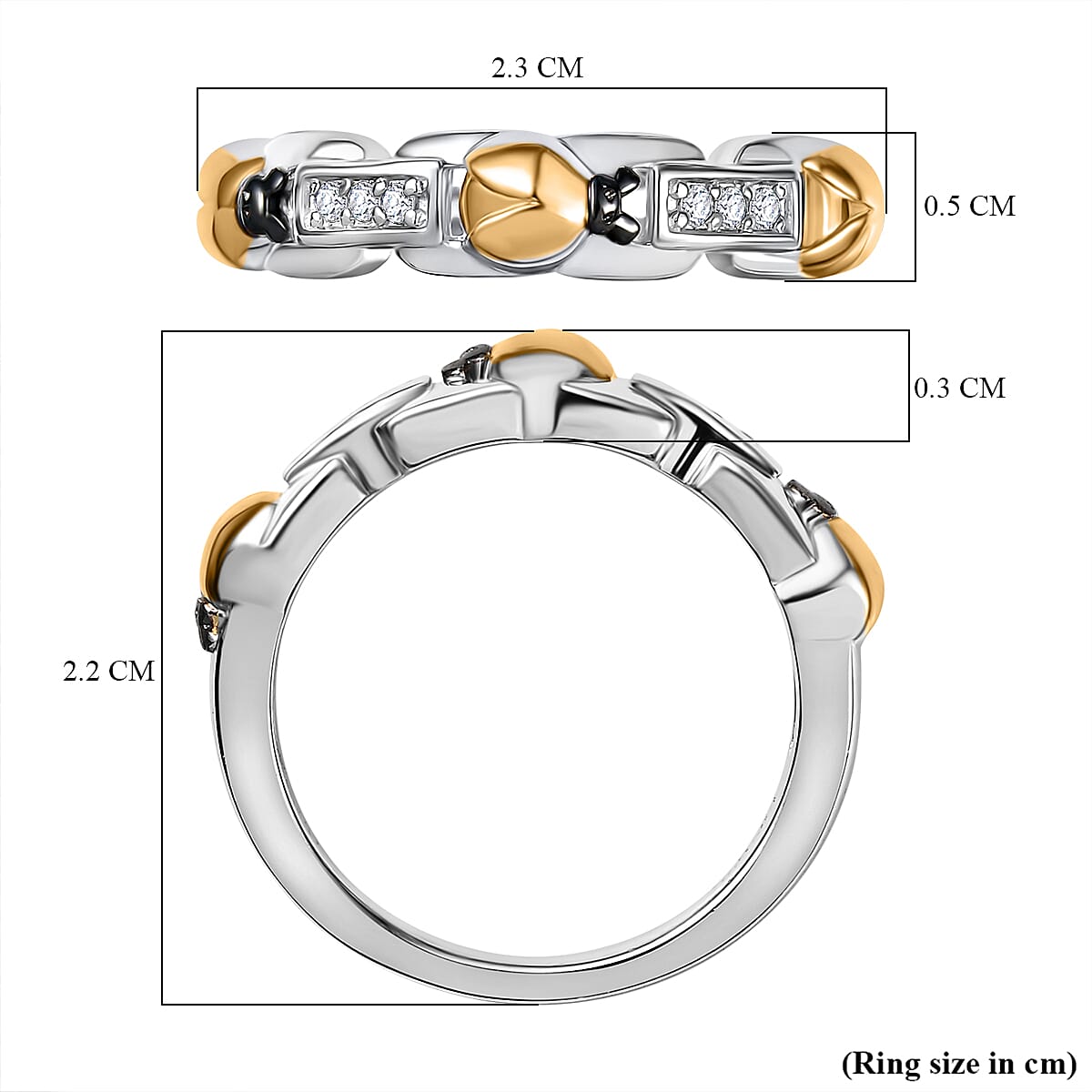 GP - Trionfo Collection - White Zircon &amp; Blue Sapphire Ring in 18K Vermeil Yellow Gold Plated &amp; Rhodium Overlay Sterling Silver 8051147 6