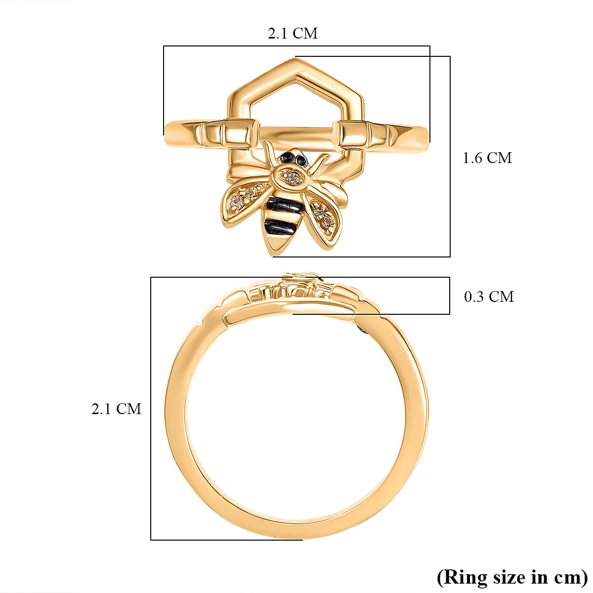 GP Yellow Sapphire &amp; Blue Sapphire Bee Motif Ring in 18K Vermeil Yellow Gold Plated Sterling Silver 8102088 11