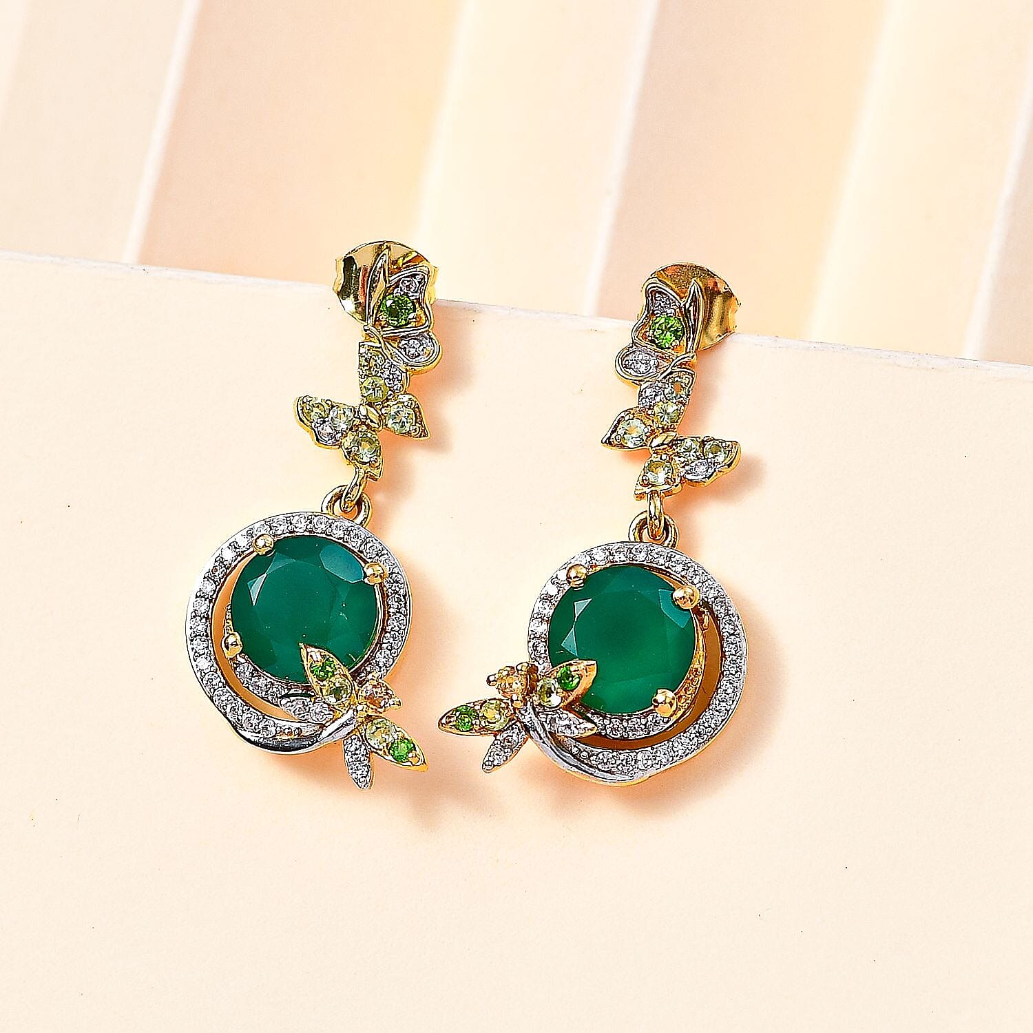 GP Italian Garden Collection - Verde Onyx and Multi Gemstone Earrings in 18K Vermeil Yellow Gold and Platinum Plated Sterling Silver 6.25 ct. 7764118 3