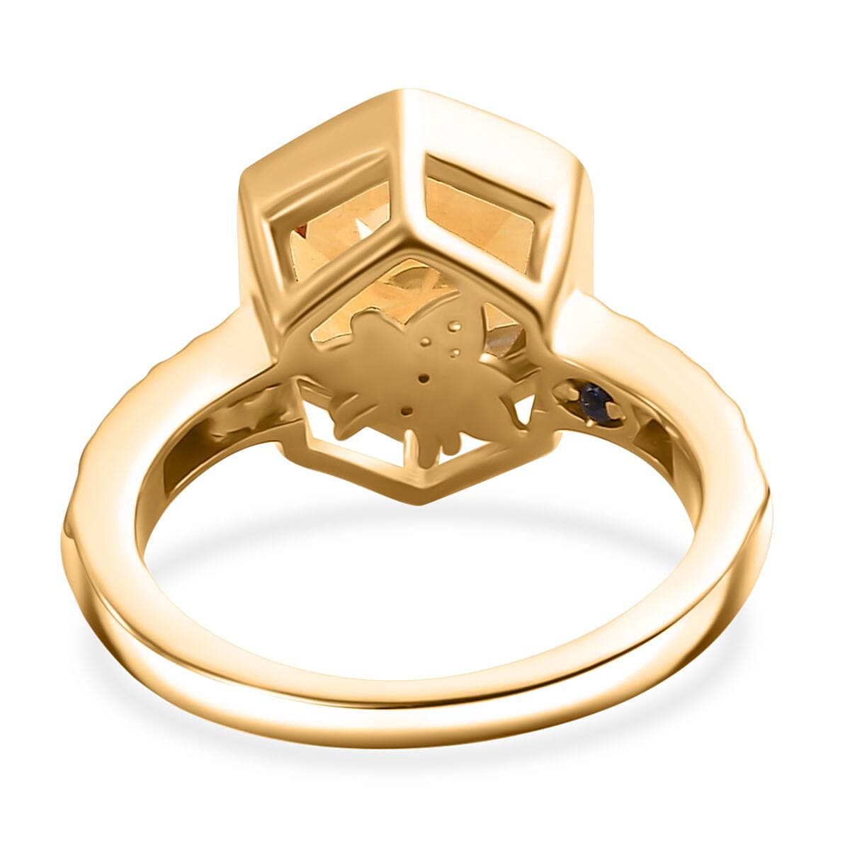GP Honeycomb Collection - Serra Gaucha Citrine, Blue Sapphire &amp; White Zircon Solitaire Ring in 18K Vermeil Yellow Gold Plated Sterling Silver 4.52 Ct. 7979547 5