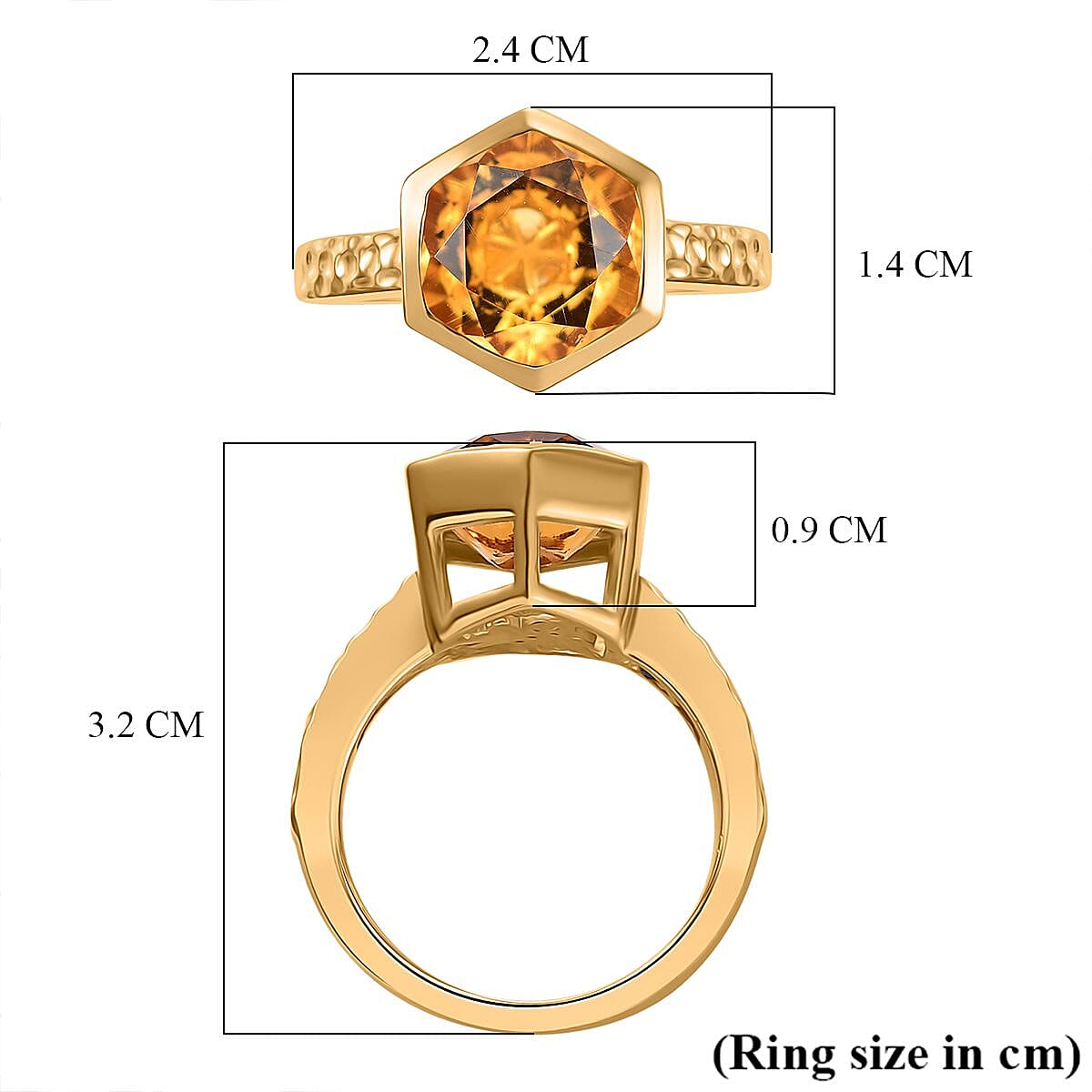 GP Honeycomb Collection - Serra Gaucha Citrine, Blue Sapphire &amp; White Zircon Solitaire Ring in 18K Vermeil Yellow Gold Plated Sterling Silver 4.52 Ct. 7979547 6
