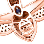 GP Italian Garden Collection - Black Diamond, Kanchanaburi Blue Sapphire, Champagne Diamond & White Diamond Ring in 18K Vermeil Rose Gold Plated Sterling Silver 0.50 Ct.