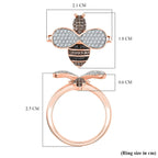 GP Italian Garden Collection - Black Diamond, Kanchanaburi Blue Sapphire, Champagne Diamond & White Diamond Ring in 18K Vermeil Rose Gold Plated Sterling Silver 0.50 Ct.
