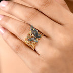 GP Italian Garden Collection - Champagne Diamond & Multi Gemstones Cluster Ring in 18K Vermeil Yellow Gold Plated Sterling Silver, 0.51 Ct.