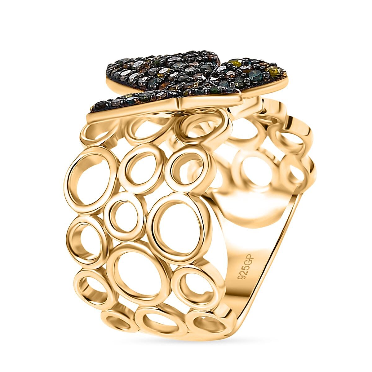GP Italian Garden Collection - Champagne Diamond &amp; Multi Gemstones Cluster Ring in 18K Vermeil Yellow Gold Plated Sterling Silver, 0.51 Ct. 8207369 5
