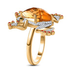 GP Italian Garden Collection - Citrine, Natural Chrome Diopside & Natural Zircon Frog Ring in 18K Vermeil YG Plated Sterling Silver 5.60 Ct, Silver Wt. 8.40 Gms