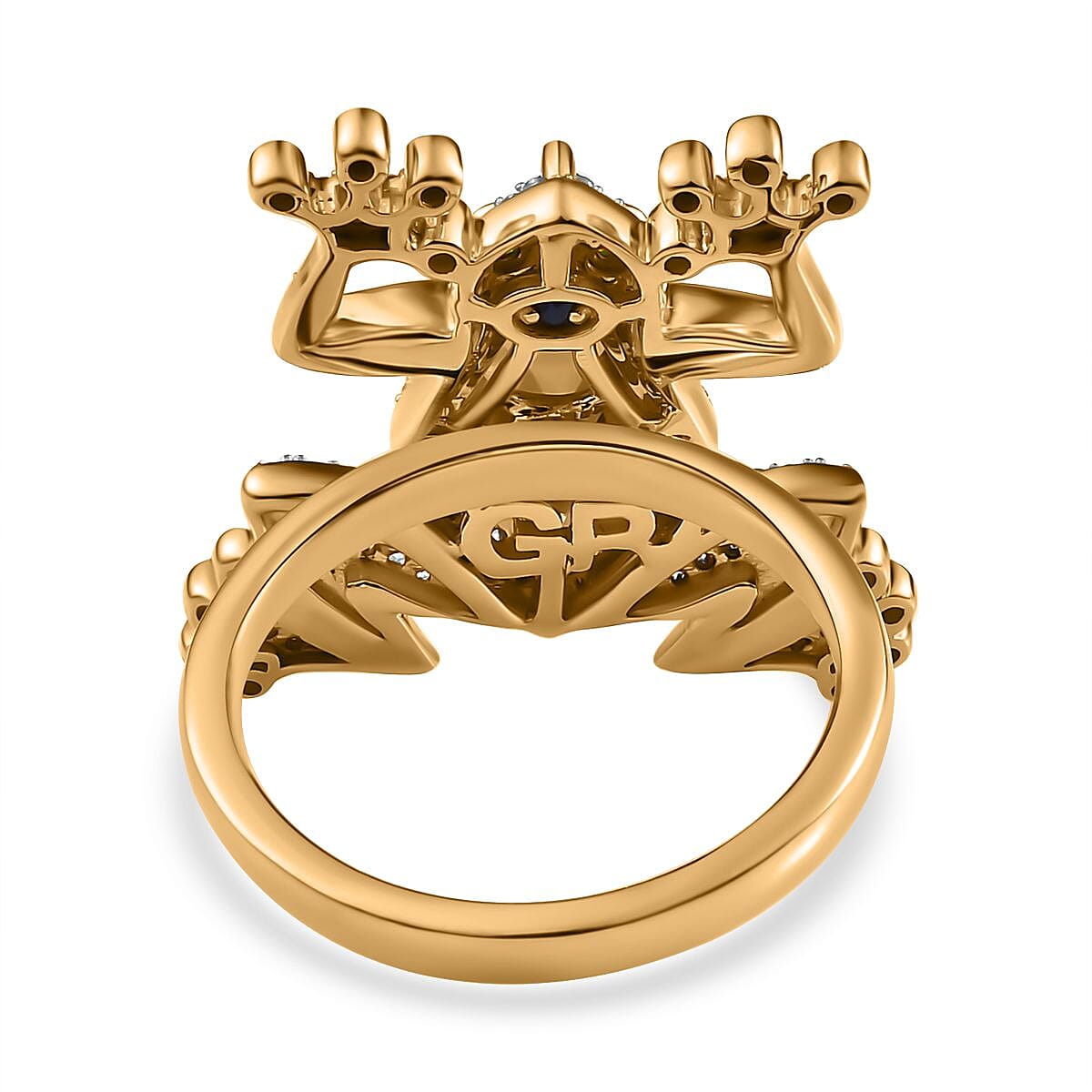 GP Italian Garden Collection - Citrine, Natural Chrome Diopside &amp; Natural Zircon Frog Ring in 18K Vermeil Yellow Gold Plated Sterling Silver 7699694 4