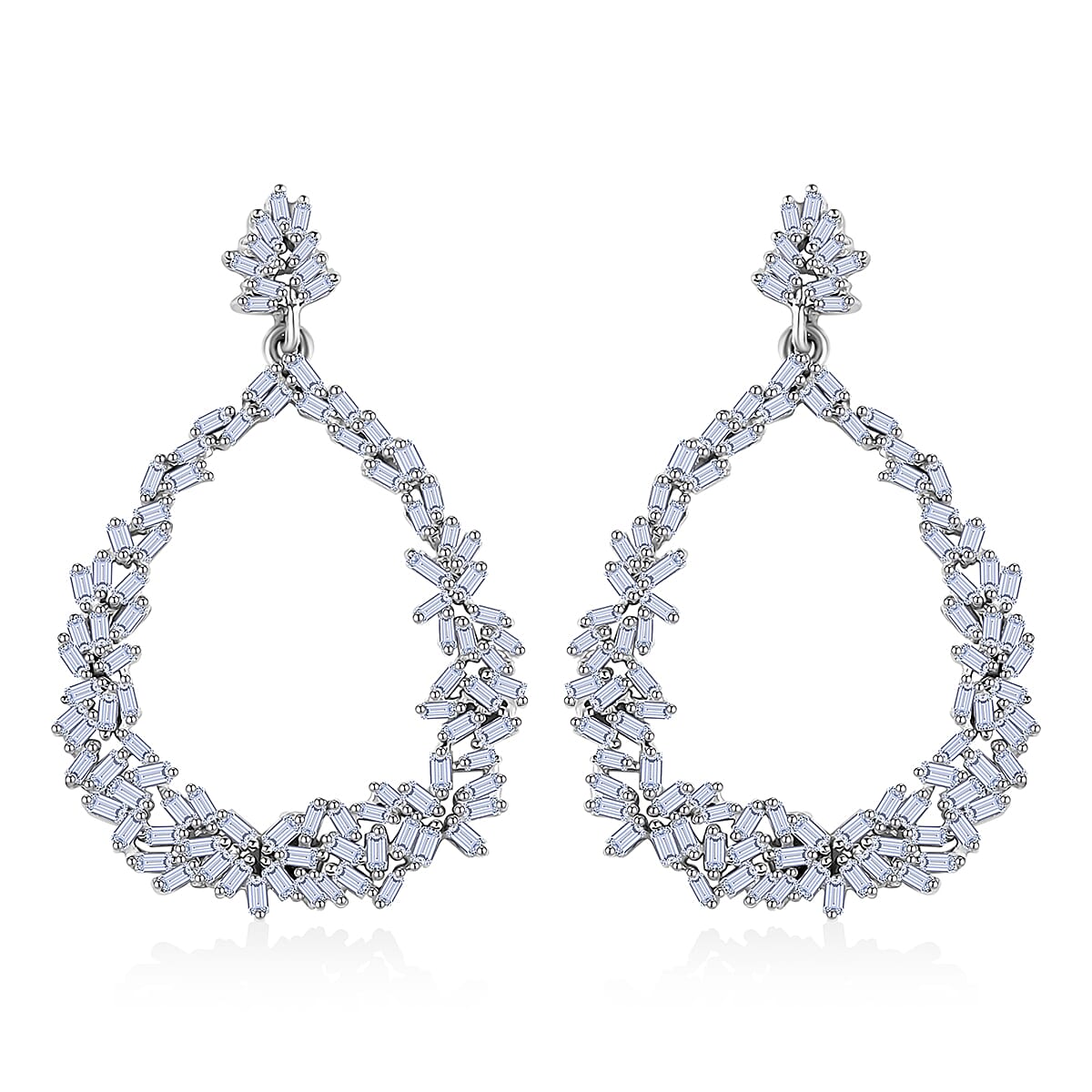 GP Italian Garden Collection - Natural Diamond Earrings with Push Back in Platinum Overlay Sterling Silver 1.10 Ct 7699521 0