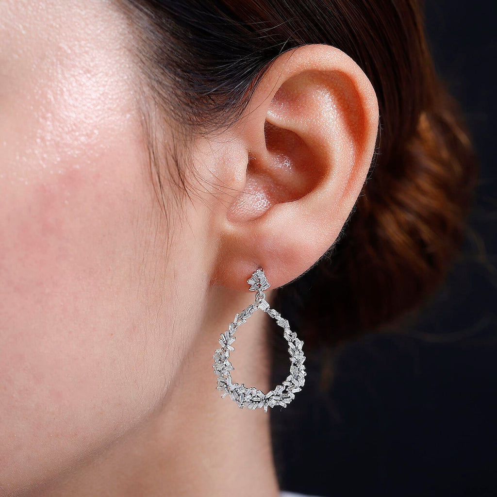 GP Italian Garden Collection - Diamond Earrings in Platinum Overlay Sterling Silver 1.10 Ct