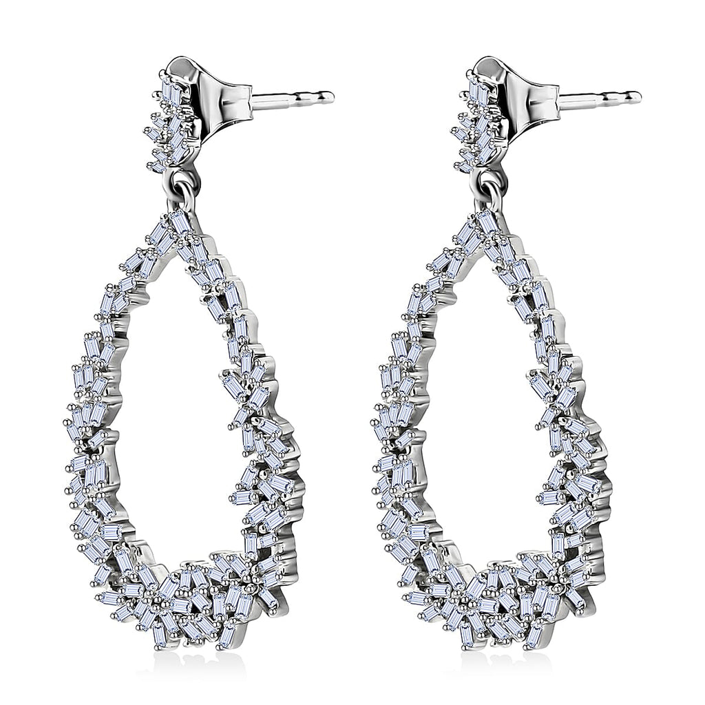 GP Italian Garden Collection - Diamond Earrings in Platinum Overlay Sterling Silver 1.10 Ct