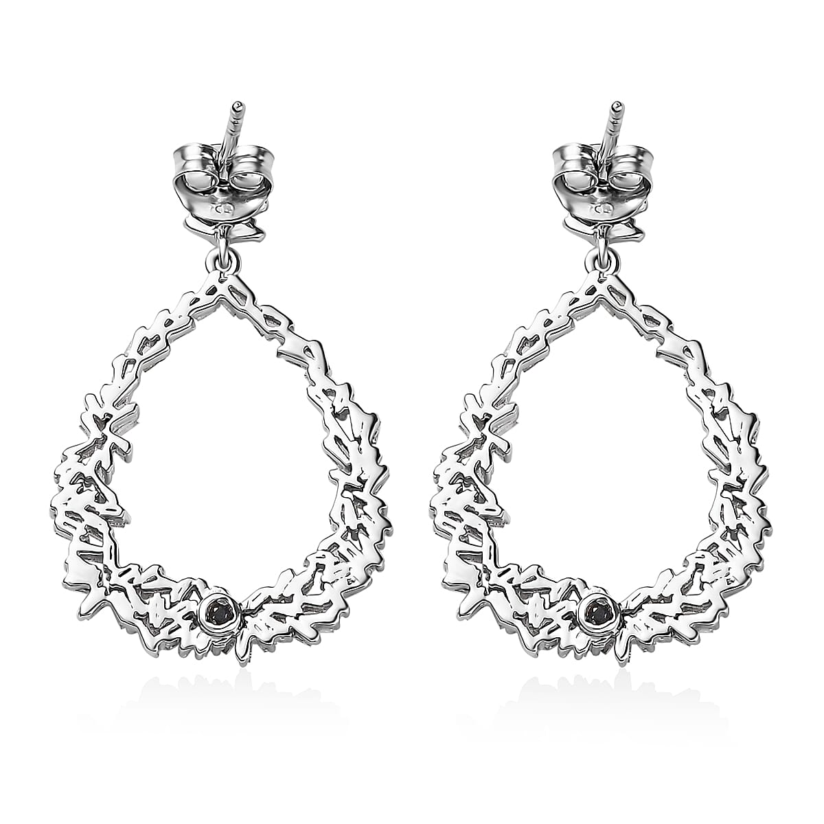 GP Italian Garden Collection - Natural Diamond Earrings with Push Back in Platinum Overlay Sterling Silver 1.10 Ct 7699521 5