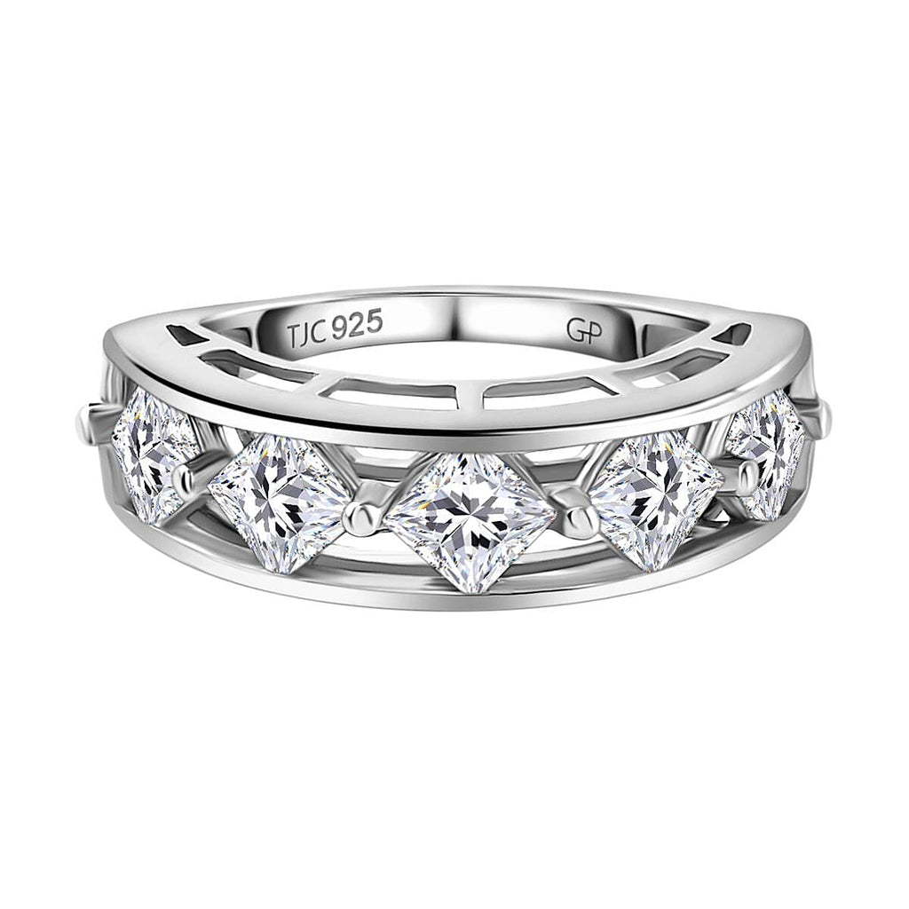 GP Italian Garden Collection - Moissanite Half Eternity Ring in Platinum Overlay Sterling Silver 1.82 Ct.