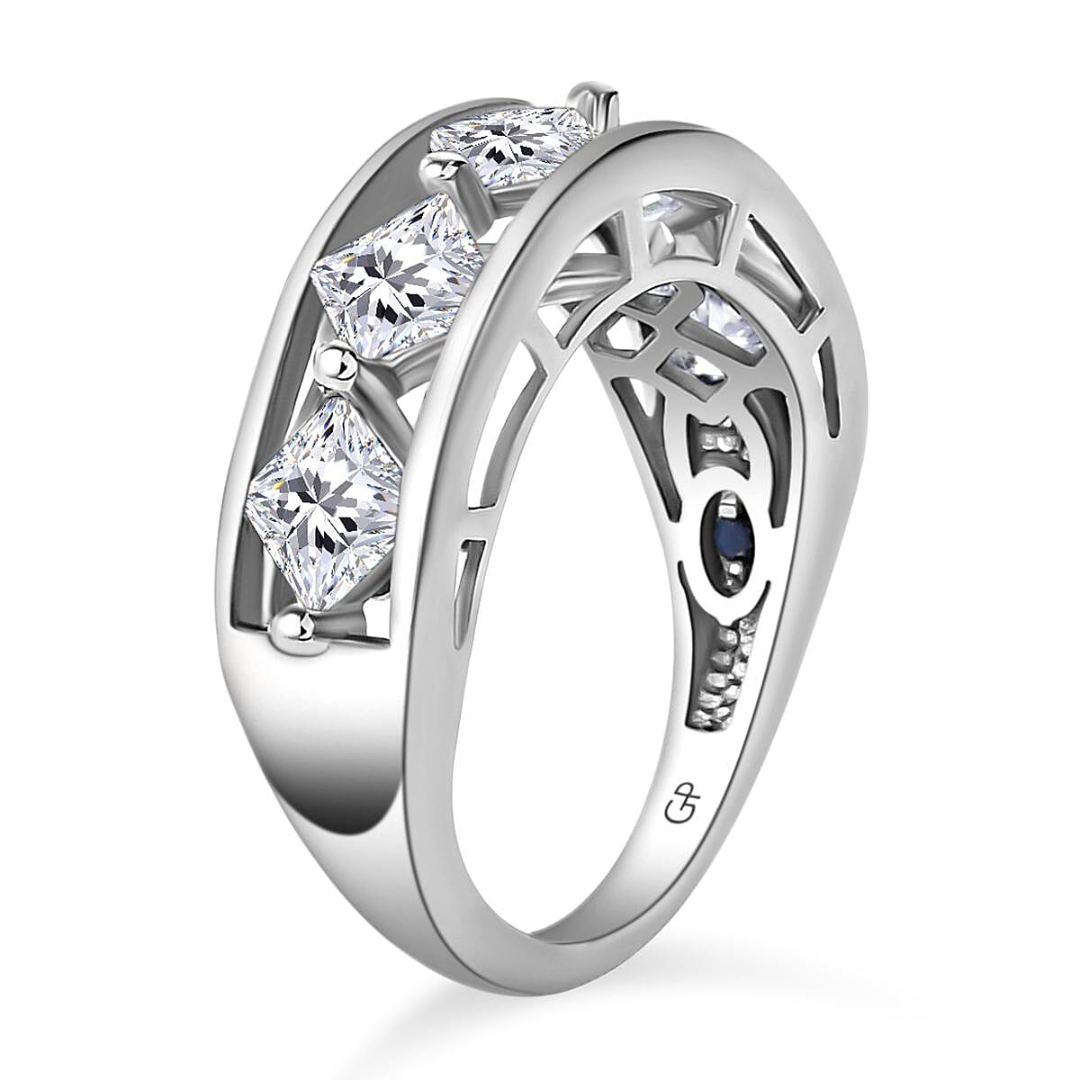 GP Italian Garden Collection - Moissanite Half Eternity Ring in Platinum Overlay Sterling Silver 1.82 Ct. 8948825 4
