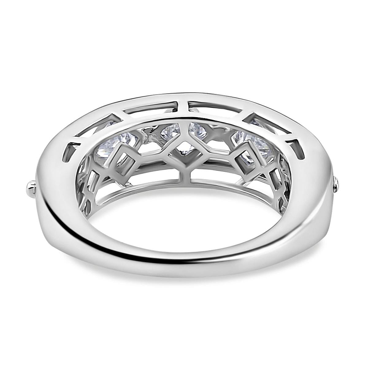 GP Italian Garden Collection - Moissanite Half Eternity Ring in Platinum Overlay Sterling Silver 1.82 Ct. 8948825 5