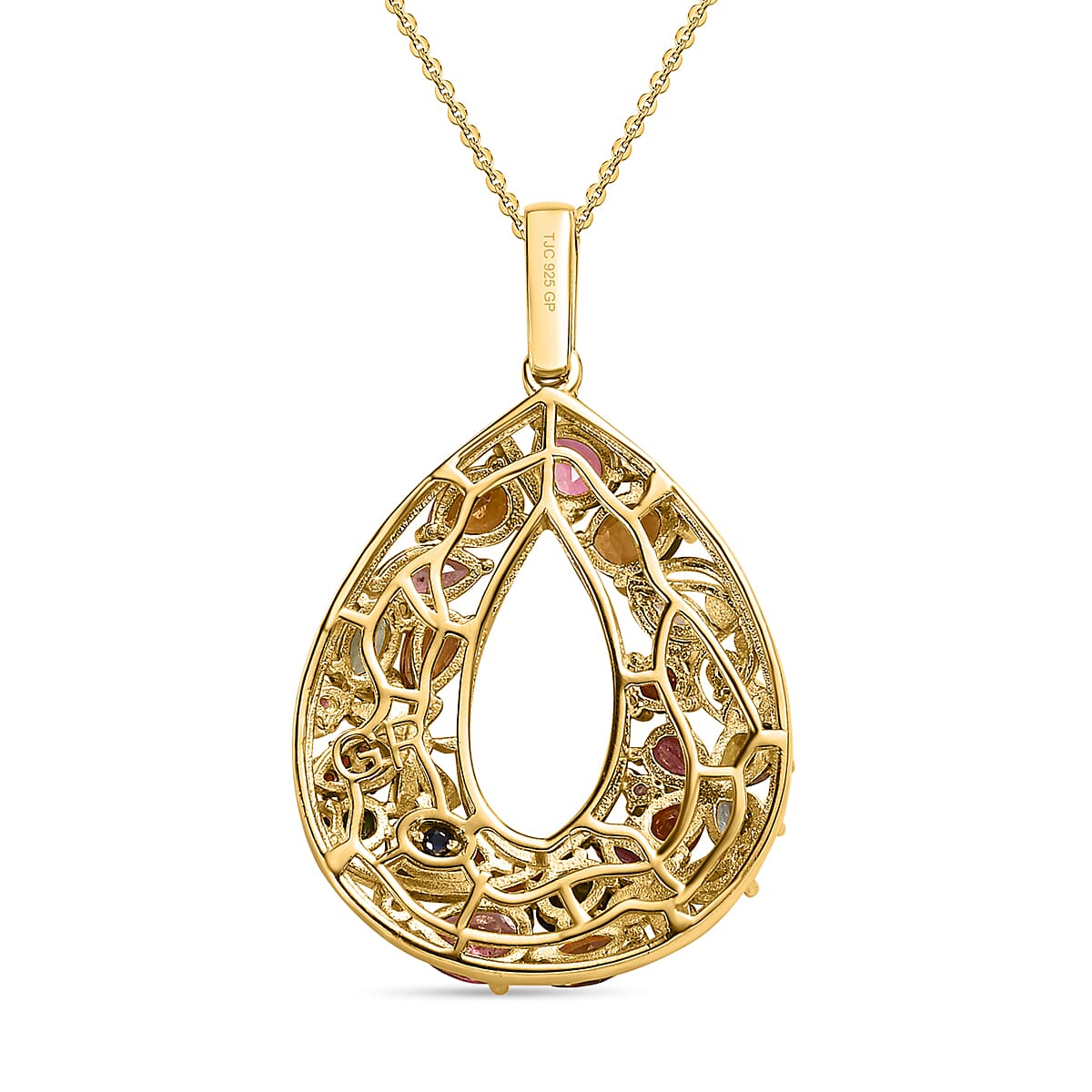 GP- Italian Garden Collection - Multi-Tourmaline Pendant with Chain (Size 20) in 18K Yellow Gold Vermeil Plated Sterling Silver 3.51 Ct 4197084 5