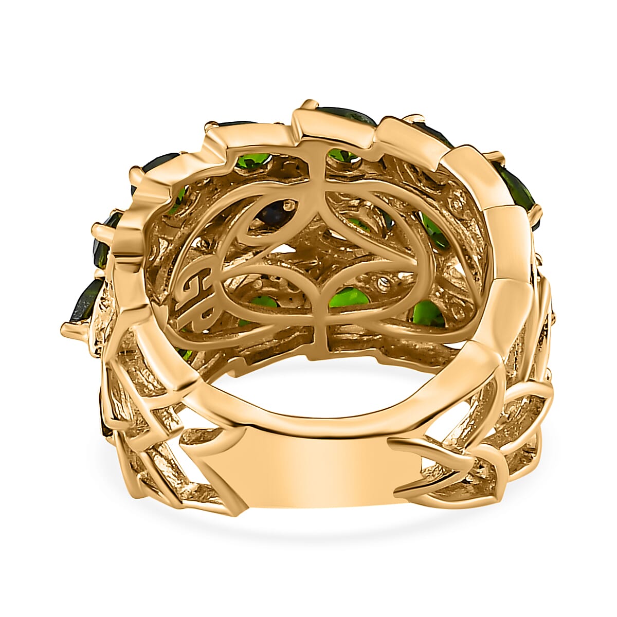 GP Leaf Collection - Natural Chrome Diopside &amp; Natural Zircon Ring in 18K Yellow Gold Vermeil Plated Sterling Silver 3.28 Ct 7547707 4