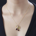 GP Italian Garden Collection - Red Garnet, Zircon & Natural Chrome Diopside, Pendant with Chain (Size 20) in 18K Vermeil YG Plated Sterling Silver 3.04 Ct