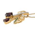 GP Italian Garden Collection - Red Garnet, Zircon & Natural Chrome Diopside, Pendant with Chain (Size 20) in 18K Vermeil YG Plated Sterling Silver 3.04 Ct