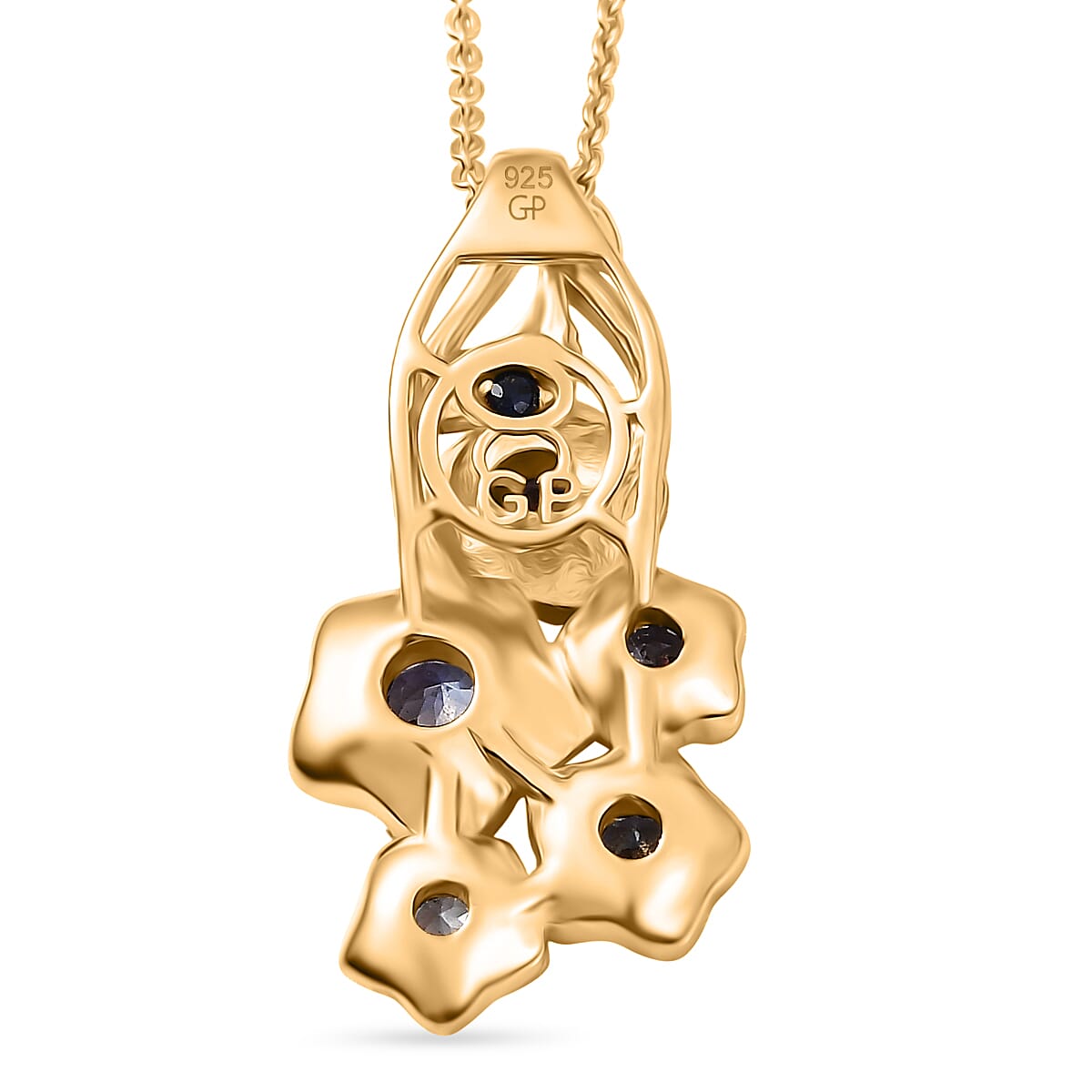 GP Italian Garden Collection - Tanzanite &amp; Blue Sapphire Cluster Floral Pendant with Chain (Size 20) in 18K Vermeil Yellow Gold Plated Sterling Silver 4435049 6