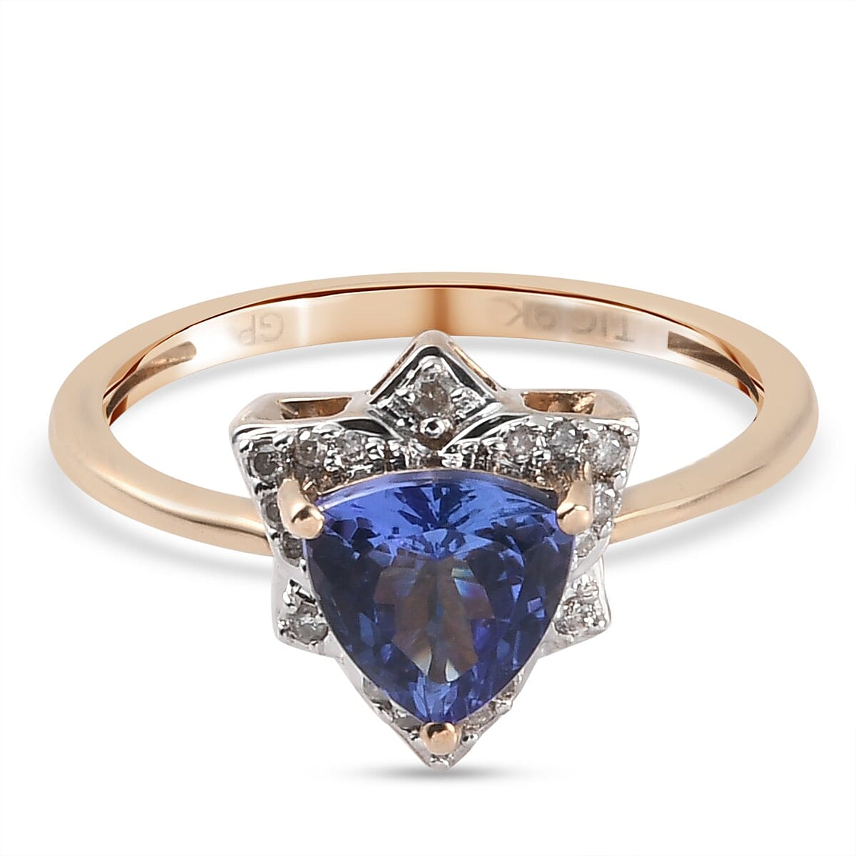 GP Italian Garden Collection Tanzanite and Diamond Halo Ring in 9K Yellow Gold 3853166 2