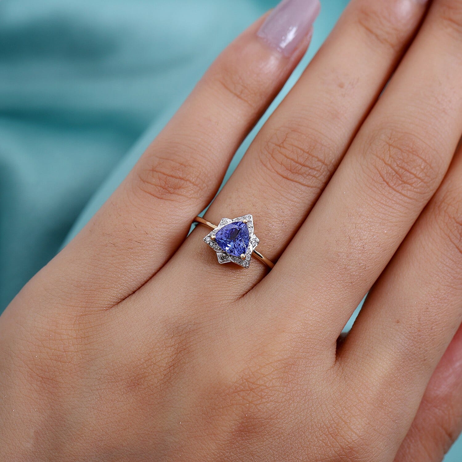 GP Italian Garden Collection Tanzanite and Diamond Halo Ring in 9K Yellow Gold 3853166 3