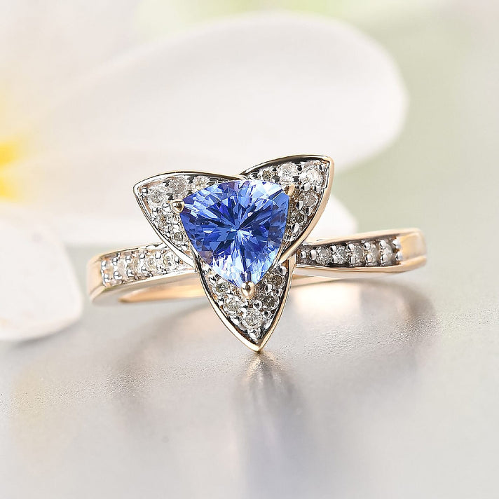 GP Italian Garden Leaf and Flower Collection - 9K Yellow Gold 1.1 Ct Tanzanite Ring with Multi Gemstone 3847558 2