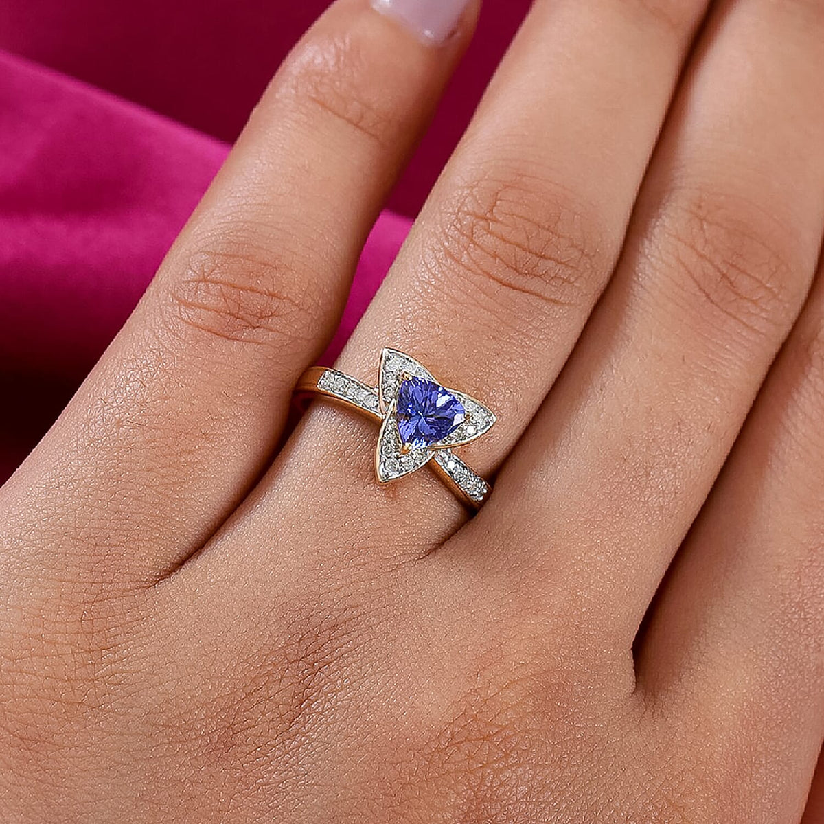 GP Italian Garden Leaf and Flower Collection - 9K Yellow Gold 1.1 Ct Tanzanite Ring with Multi Gemstone 3847558 3