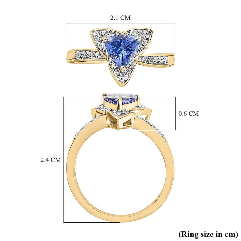 GP Lily Italian Garden Collection - 9K Yellow Gold Tanzanite, Diamond & Ring 1.10 Ct.