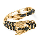 GP Kanchanaburi Blue Sapphire, Black Diamond & Green Diamond Snake Ring in 18K Vermeil Yellow Gold Plated Sterling Silver