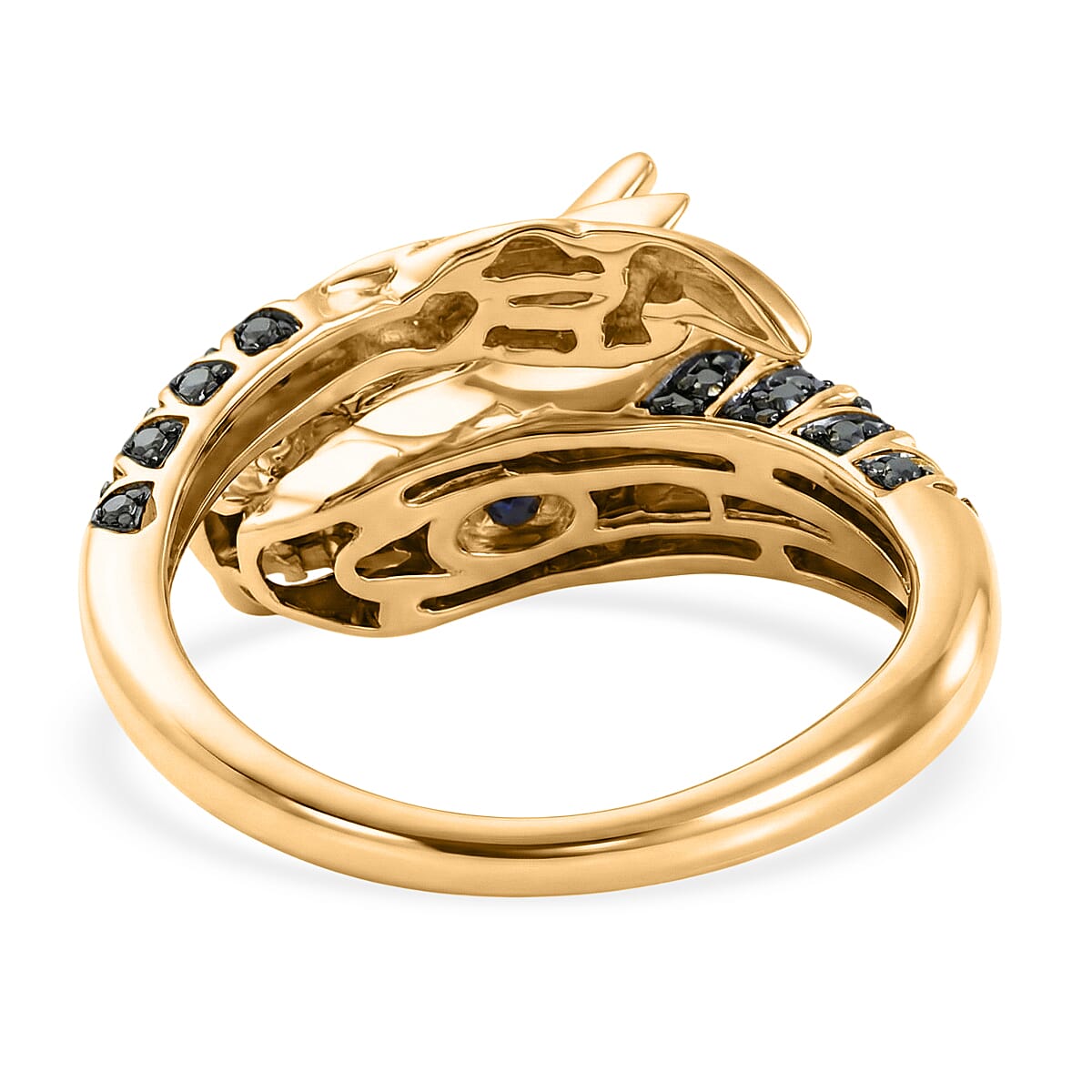 GP Kanchanaburi Blue Sapphire, Black Diamond &amp; Green Diamond Snake Ring in 18K Vermeil Yellow Gold Plated Sterling Silver 8415943 6