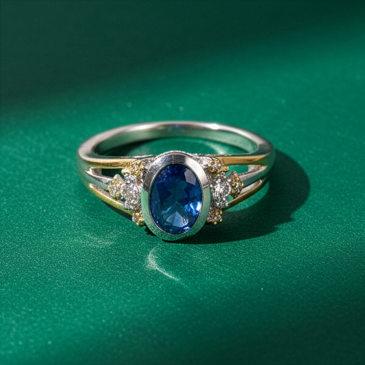 GP Kyanite, White Zircon Ring in Rhodium Overlay &amp; Yellow Gold Plated Sterling Silver 1.80 Ct. 8429566 2
